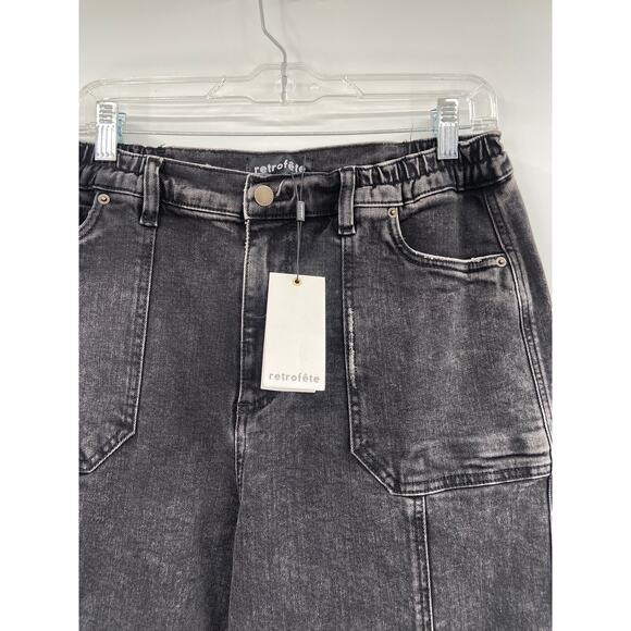 Retrofete Carter Onyx Black High Rise Denim Jogger Pants Size 29 NWT - Picture 3 of 6